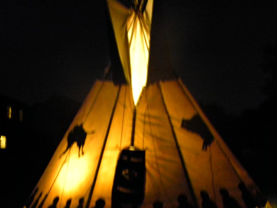 tipi at night
